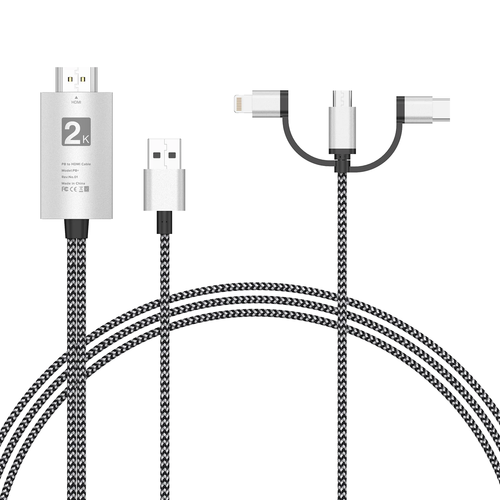 UCable - HDMI to Lightning Cable 3 in 1 Screen Mirroring Adapter Horizontal & Vertical