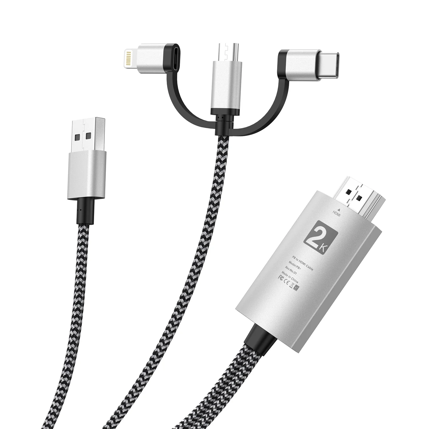 UCable - HDMI to Lightning Cable 3 in 1 Screen Mirroring Adapter Horizontal & Vertical - Image 2