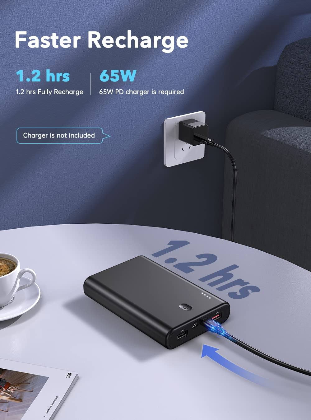 Power Bank 20000mah 65W Schnellladung USB C Tri-Outport - Image 7