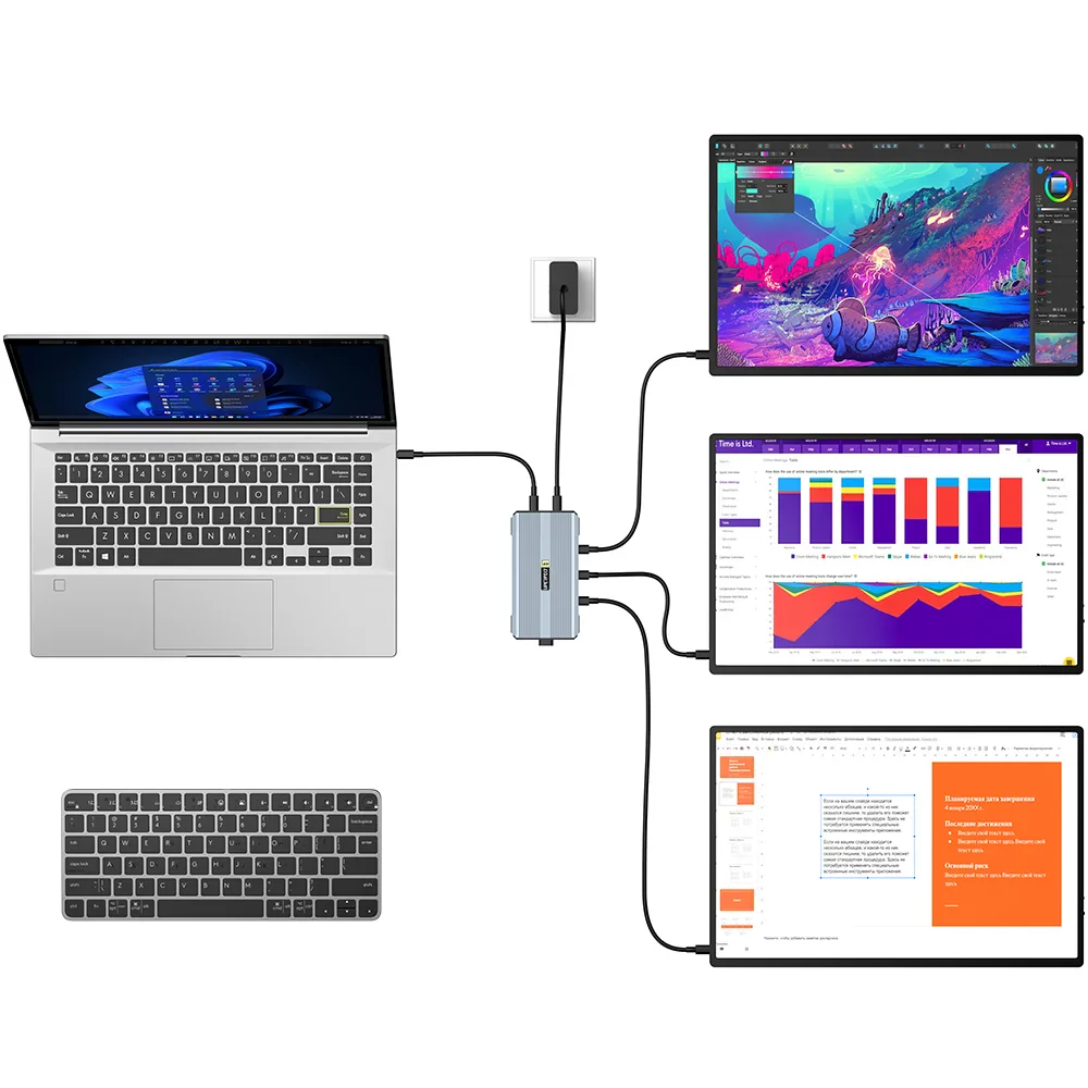 UHub Power X3 - 3-in-1-Dockingstation mit USB-C-Anschluss für drei 4K-Monitore mit 60 Hz für Windows - Image 7